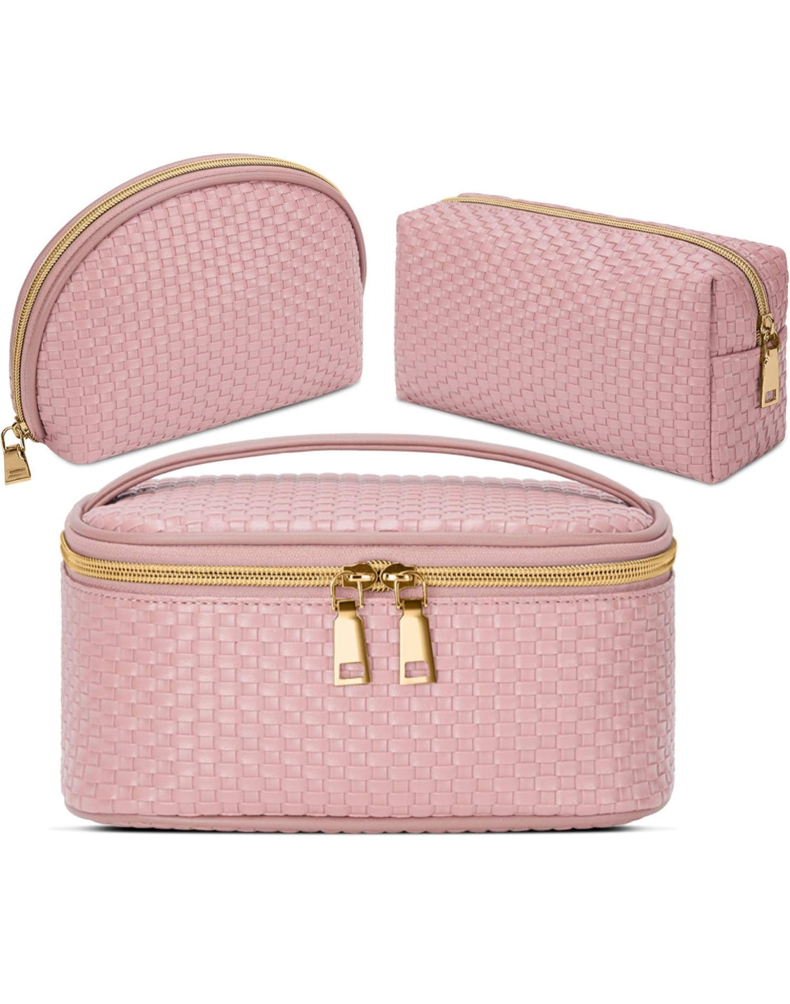 deluxe travel makeup bag DELUXE 3PC BEAUTY TRAVEL SET- PEARL PINK – Fixate Cosmetics