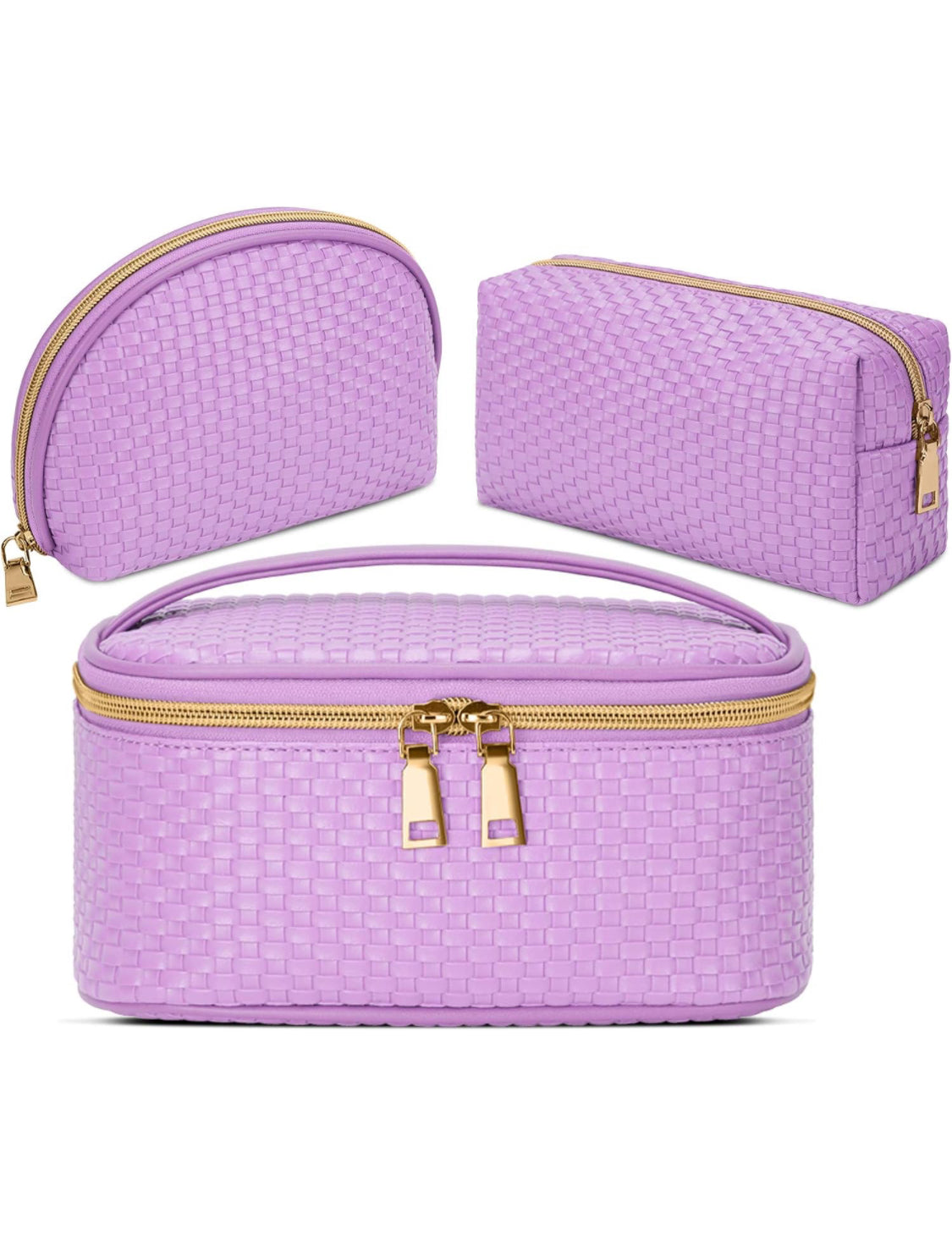 deluxe travel makeup bag DELUXE 3PC BEAUTY TRAVEL SET-LAVENDER – Fixate Cosmetics