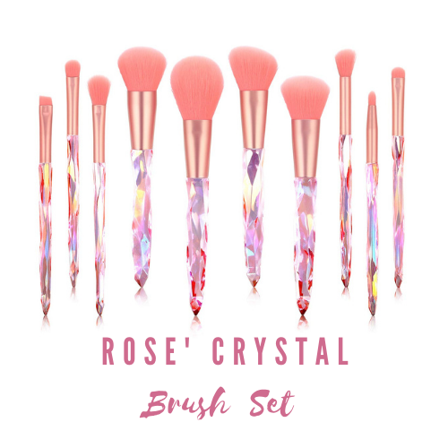 Rose' Crystal 10 PC Brush Set