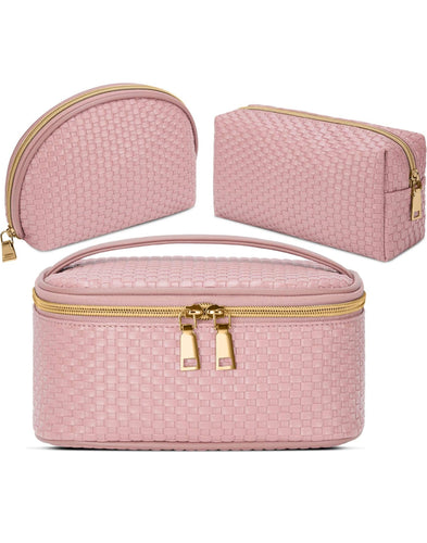 DELUXE 3PC BEAUTY TRAVEL SET- PEARL PINK